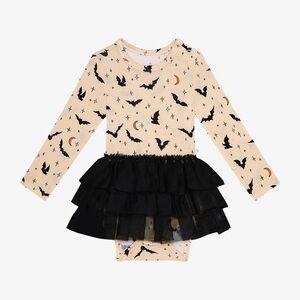 NWT POSH PEANUT SPOOKY BATS TULLE BODYSUIT - SZ 12/18 months